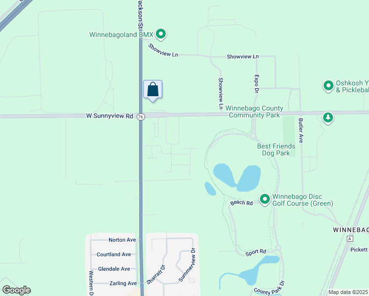 map of restaurants, bars, coffee shops, grocery stores, and more near Community Park Drive in Oshkosh
