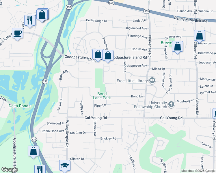 map of restaurants, bars, coffee shops, grocery stores, and more near 1641 Chasa Street in Eugene