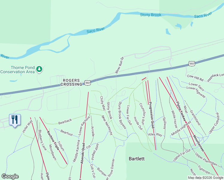 map of restaurants, bars, coffee shops, grocery stores, and more near 29 Mountainside at Attitash Road in Bartlett