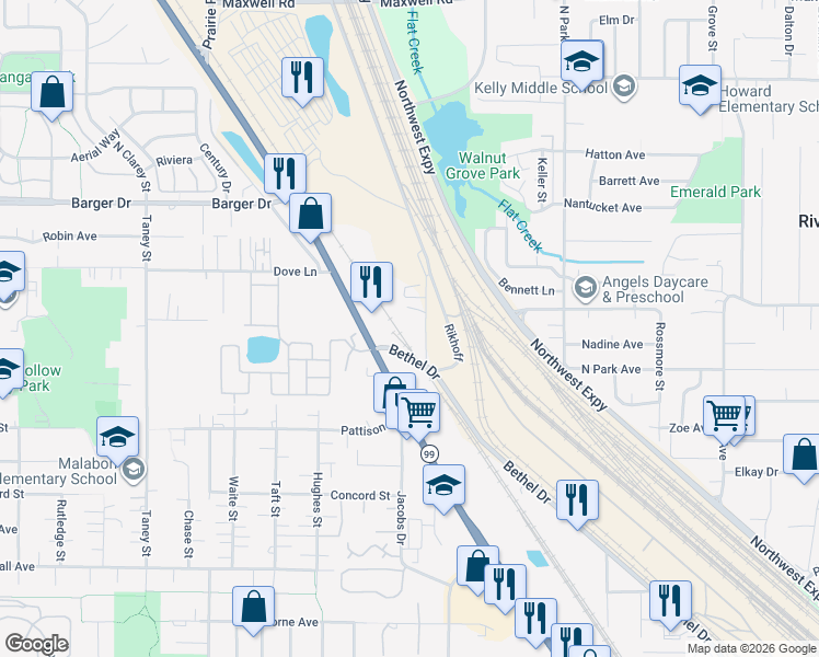 map of restaurants, bars, coffee shops, grocery stores, and more near 1768 Kintyre Street in Eugene