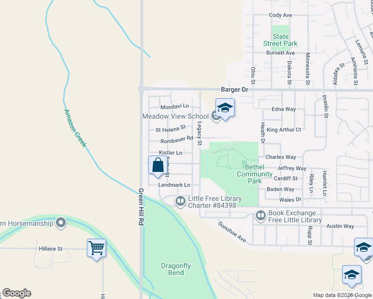 map of restaurants, bars, coffee shops, grocery stores, and more near 5910 Kistler Lane in Eugene
