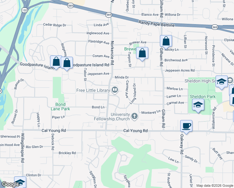 map of restaurants, bars, coffee shops, grocery stores, and more near 1629 Larkspur Loop in Eugene