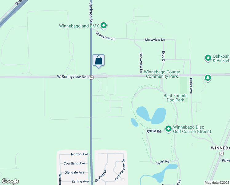 map of restaurants, bars, coffee shops, grocery stores, and more near 4401 Jacktar Road in Oshkosh