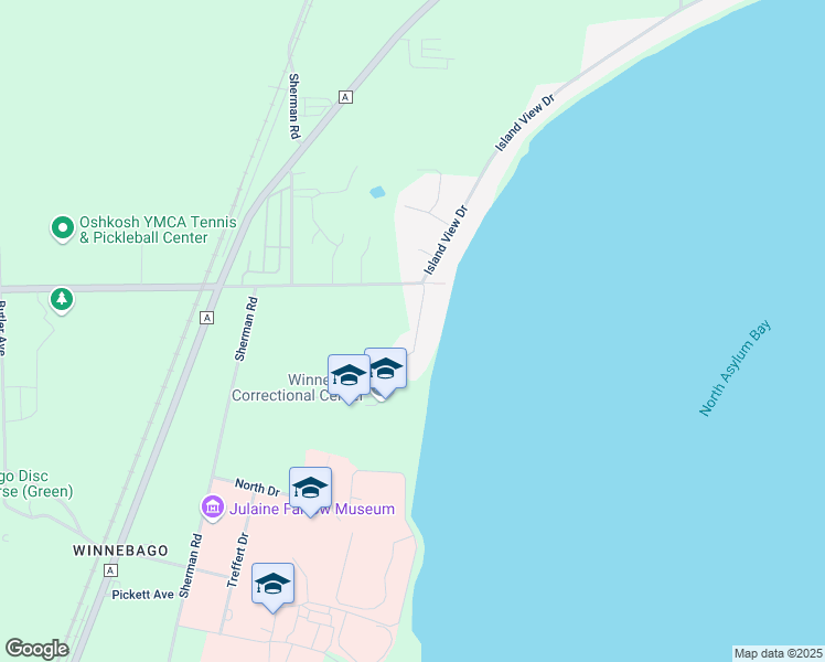 map of restaurants, bars, coffee shops, grocery stores, and more near 4431 Island View Drive in Oshkosh