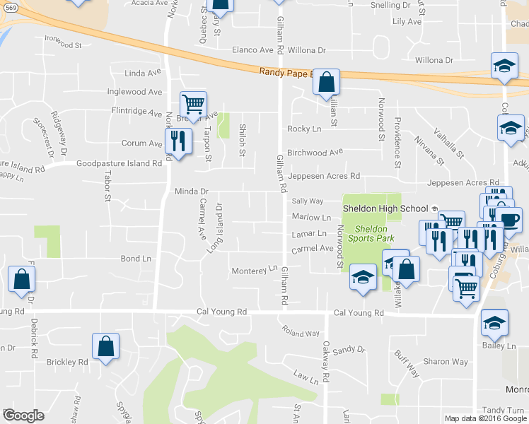 map of restaurants, bars, coffee shops, grocery stores, and more near 1732 Elsena Drive in Eugene