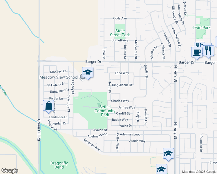 map of restaurants, bars, coffee shops, grocery stores, and more near 1790 Heath Dr in Eugene