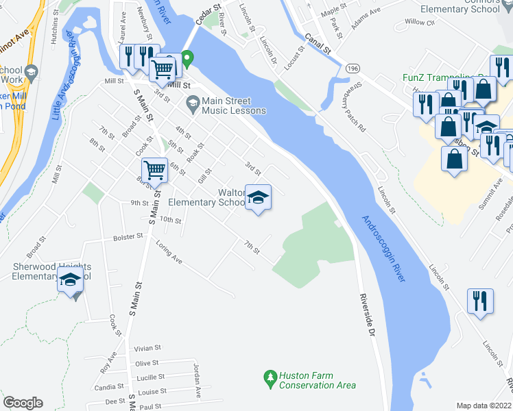 map of restaurants, bars, coffee shops, grocery stores, and more near 92 Mary Carroll Street in Auburn