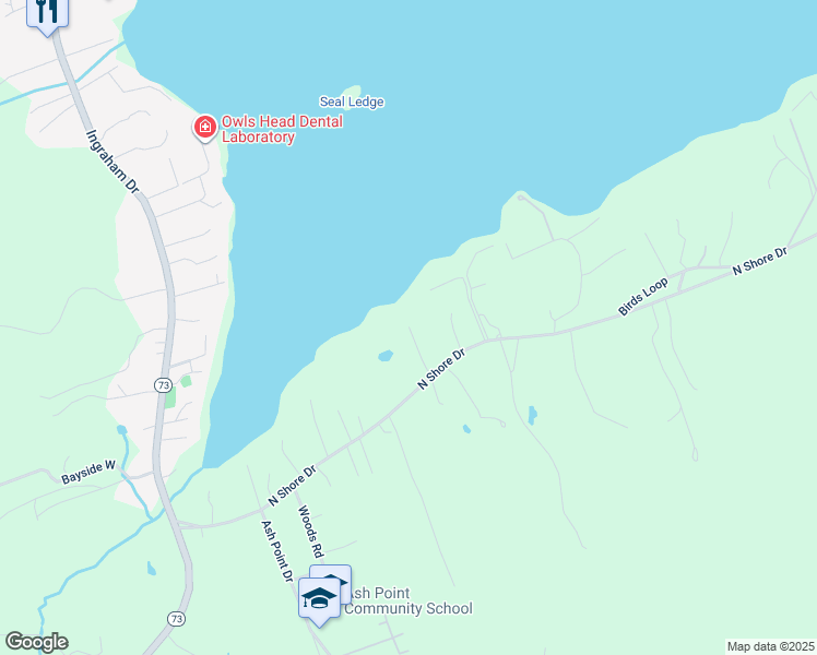 map of restaurants, bars, coffee shops, grocery stores, and more near 26 Shearmans Lane in Owls Head