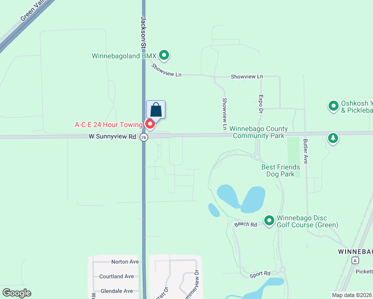map of restaurants, bars, coffee shops, grocery stores, and more near 175 East County Road Y in Oshkosh