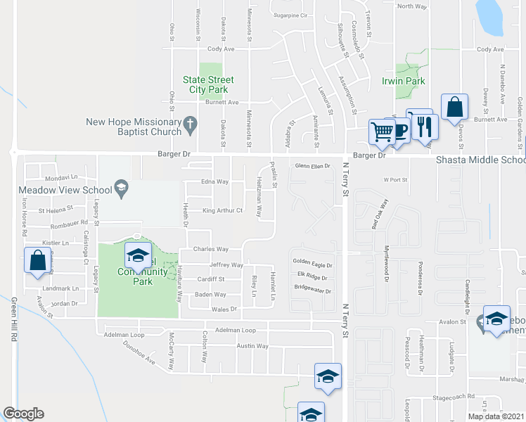 map of restaurants, bars, coffee shops, grocery stores, and more near 1852 Heitzman Way in Eugene