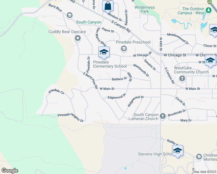 map of restaurants, bars, coffee shops, grocery stores, and more near 4820 West Main Street in Rapid City