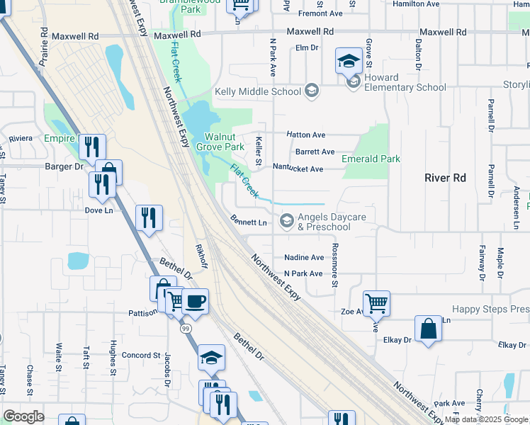 map of restaurants, bars, coffee shops, grocery stores, and more near 906 Virgil Avenue in Eugene