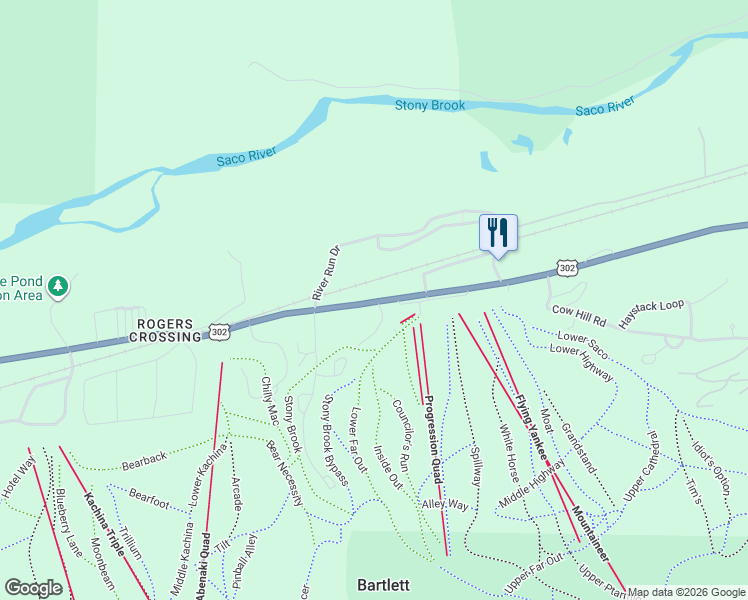 map of restaurants, bars, coffee shops, grocery stores, and more near 827 Crawford Notch Road in Bartlett