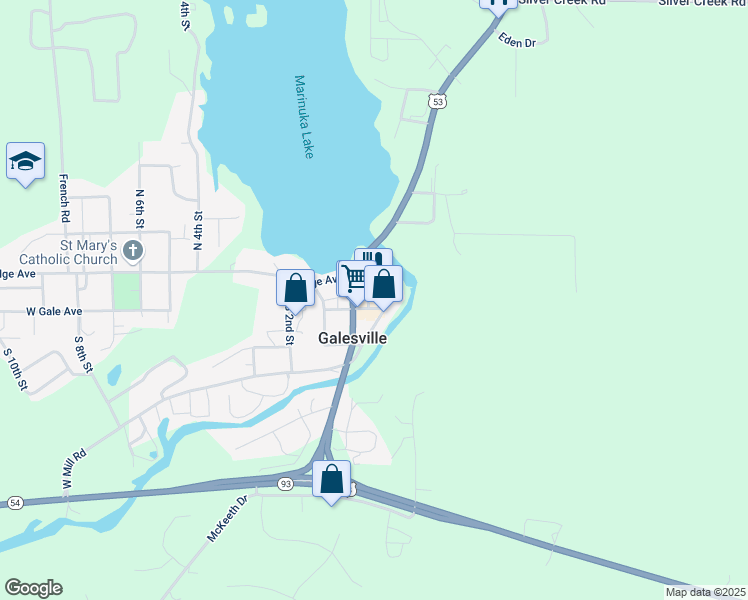 map of restaurants, bars, coffee shops, grocery stores, and more near 16868 Davis Street in Galesville