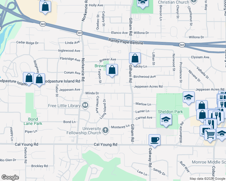 map of restaurants, bars, coffee shops, grocery stores, and more near 1874 Lemming Avenue in Eugene