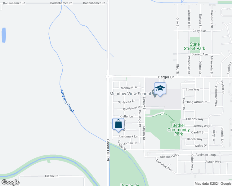 map of restaurants, bars, coffee shops, grocery stores, and more near 6087 Geyser Peak Place in Eugene