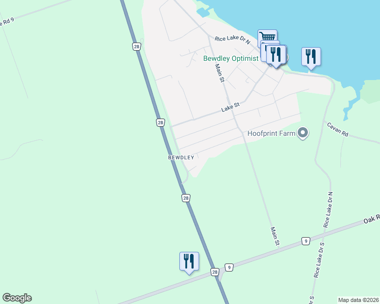 map of restaurants, bars, coffee shops, grocery stores, and more near 7022 Hunter Street in Bewdley