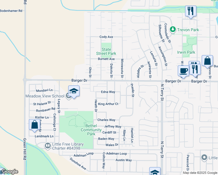 map of restaurants, bars, coffee shops, grocery stores, and more near 1949 Enchantment Drive in Eugene