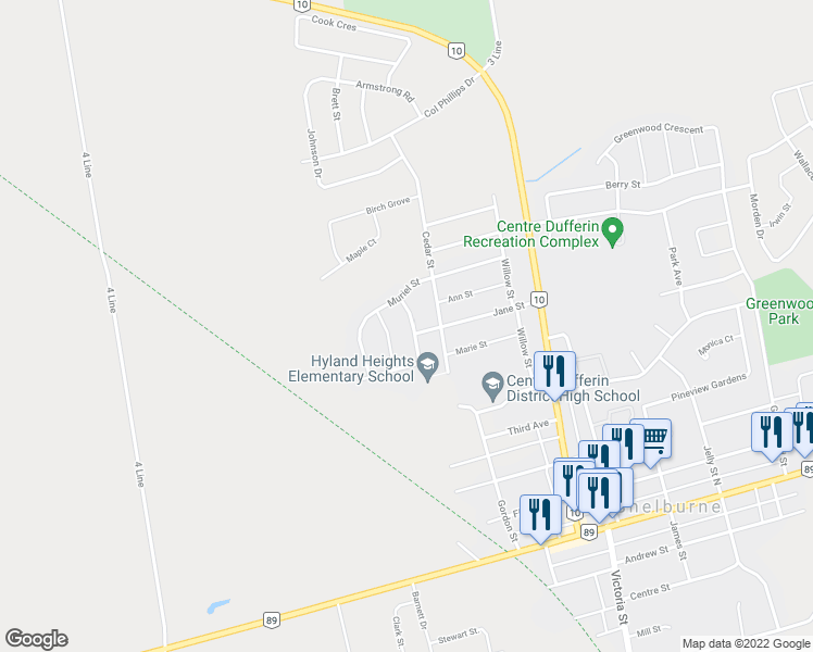 map of restaurants, bars, coffee shops, grocery stores, and more near 112 Silk Drive in Shelburne