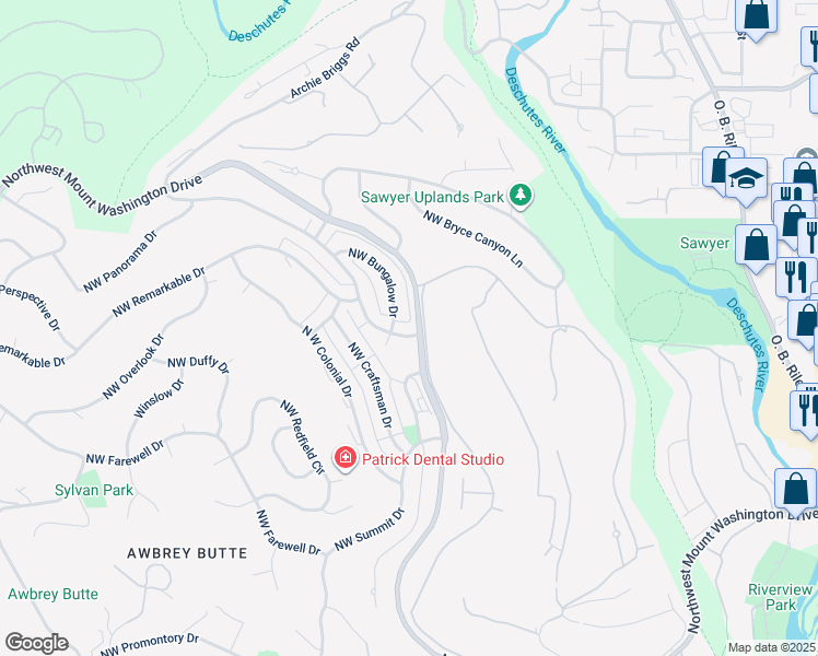 map of restaurants, bars, coffee shops, grocery stores, and more near 1114 North West Constellation Drive in Bend