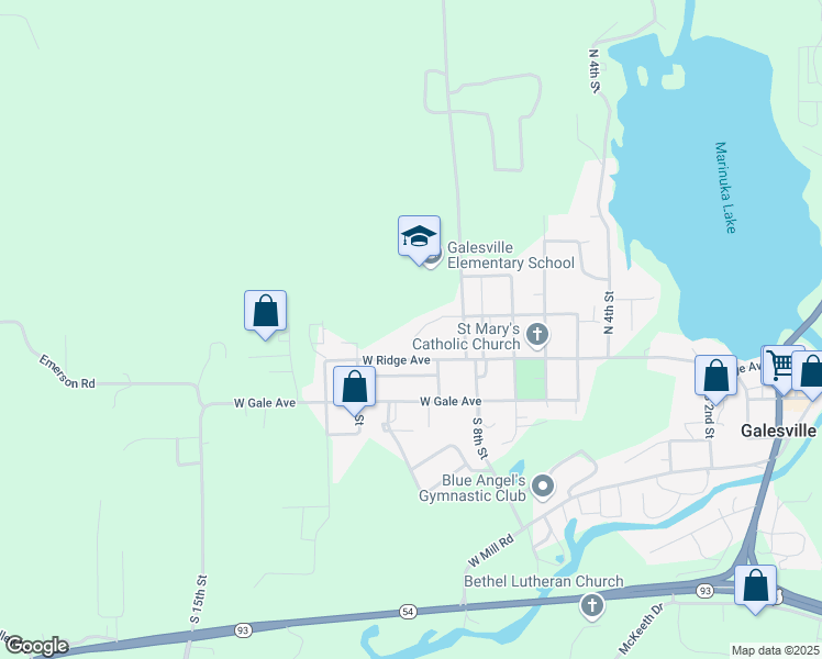 map of restaurants, bars, coffee shops, grocery stores, and more near 10 West Clark Avenue in Galesville