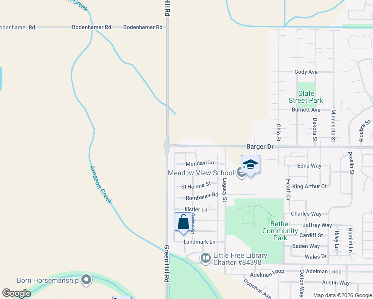 map of restaurants, bars, coffee shops, grocery stores, and more near 6017 Barger Drive in Eugene