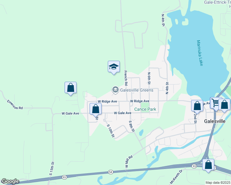 map of restaurants, bars, coffee shops, grocery stores, and more near 10 West Clark Avenue in Galesville