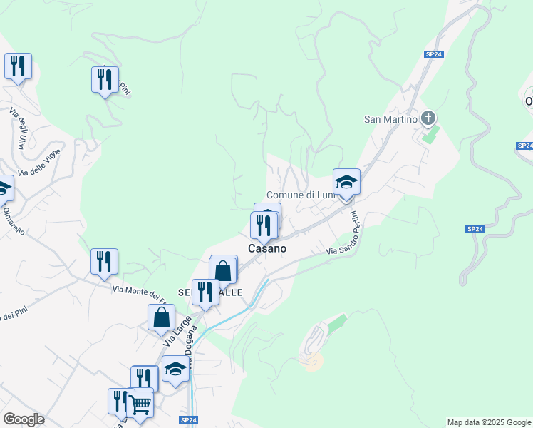 map of restaurants, bars, coffee shops, grocery stores, and more near 15 Via Brigate Partigiane in Casano