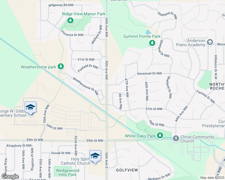 map of restaurants, bars, coffee shops, grocery stores, and more near 4833 59 Street Northwest in Rochester