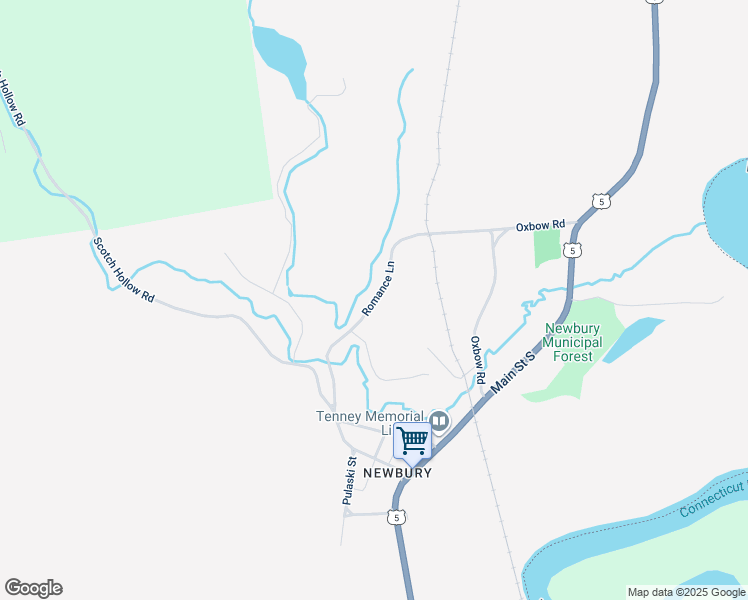 map of restaurants, bars, coffee shops, grocery stores, and more near Romance Lane in Newbury