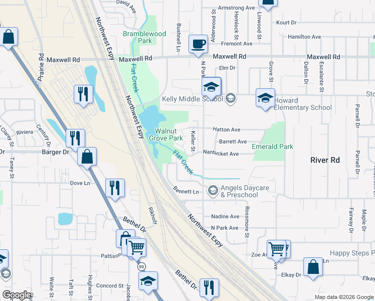 map of restaurants, bars, coffee shops, grocery stores, and more near 1335 Turtle Lane in Eugene