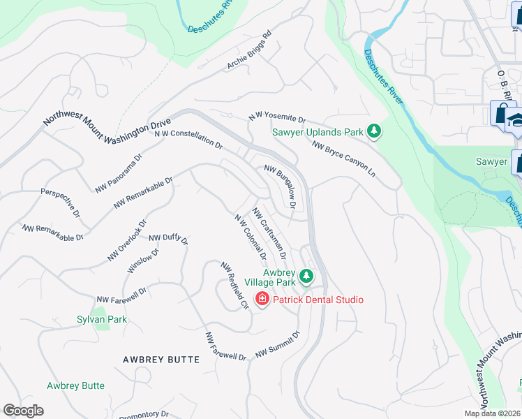 map of restaurants, bars, coffee shops, grocery stores, and more near 3162 Northwest Craftsman Drive in Bend