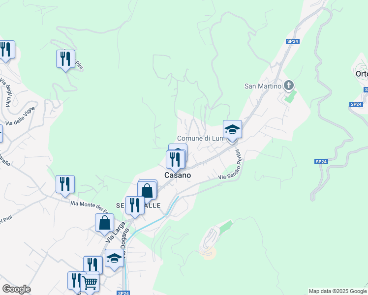 map of restaurants, bars, coffee shops, grocery stores, and more near 15 Via Brigate Partigiane in Casano