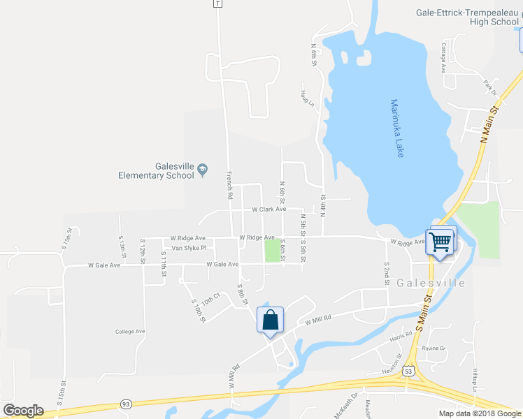 map of restaurants, bars, coffee shops, grocery stores, and more near West Clark Avenue in Galesville