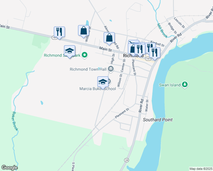 map of restaurants, bars, coffee shops, grocery stores, and more near 28 High Street in Richmond