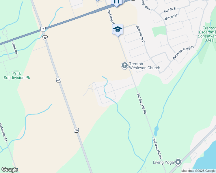 map of restaurants, bars, coffee shops, grocery stores, and more near 25 Cedar Park Crescent in Quinte West