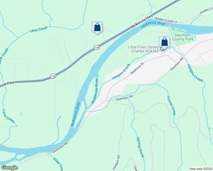 map of restaurants, bars, coffee shops, grocery stores, and more near 41597 Madrone Street in Springfield