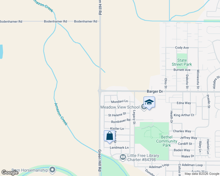 map of restaurants, bars, coffee shops, grocery stores, and more near 6017 Barger Drive in Eugene