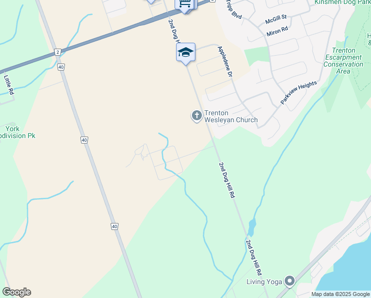 map of restaurants, bars, coffee shops, grocery stores, and more near 30 Hillside Meadow Drive in Quinte West