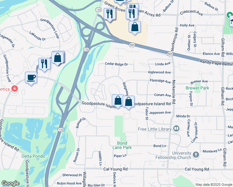 map of restaurants, bars, coffee shops, grocery stores, and more near 2189 Stonecrest Drive in Eugene