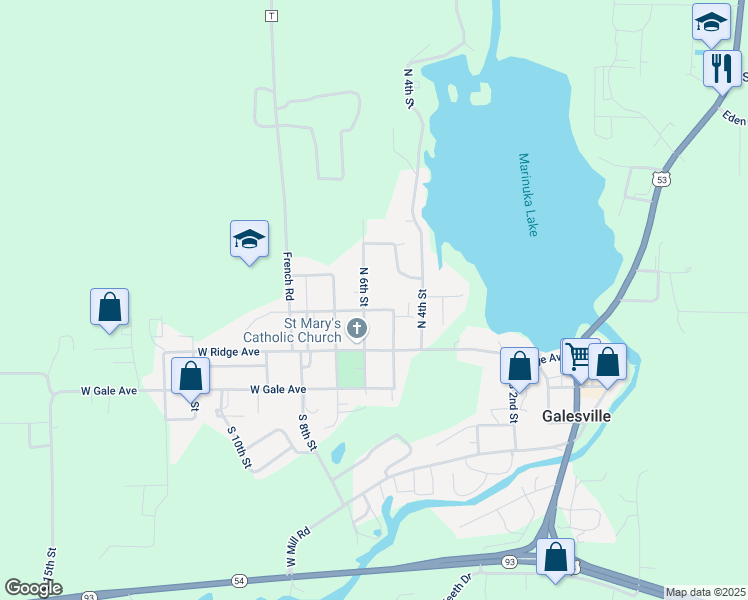 map of restaurants, bars, coffee shops, grocery stores, and more near 20286 West Clark Avenue in Galesville