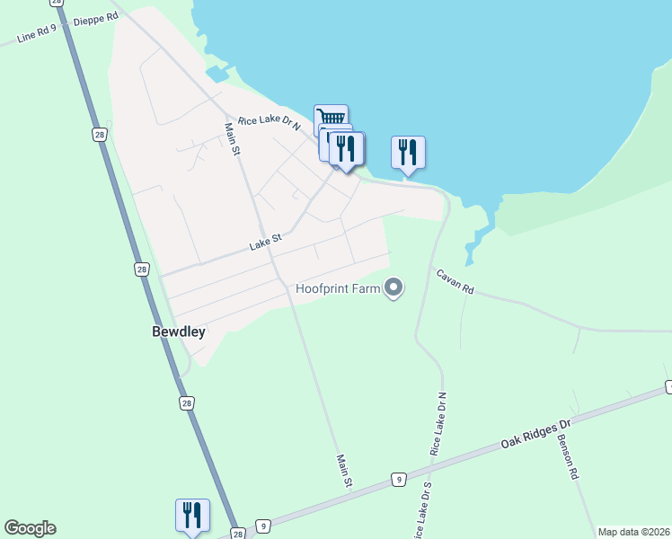 map of restaurants, bars, coffee shops, grocery stores, and more near Poplar Drive in Northumberland County