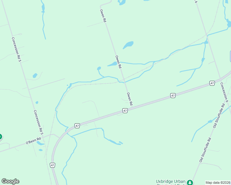 map of restaurants, bars, coffee shops, grocery stores, and more near 6002 Owen Road in Uxbridge