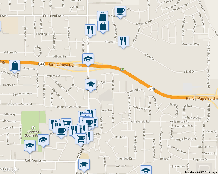 map of restaurants, bars, coffee shops, grocery stores, and more near 1920 Best Lane in Eugene
