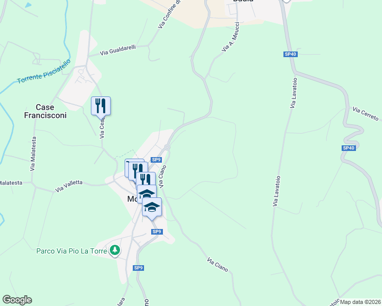 map of restaurants, bars, coffee shops, grocery stores, and more near in Province of Forlì-Cesena