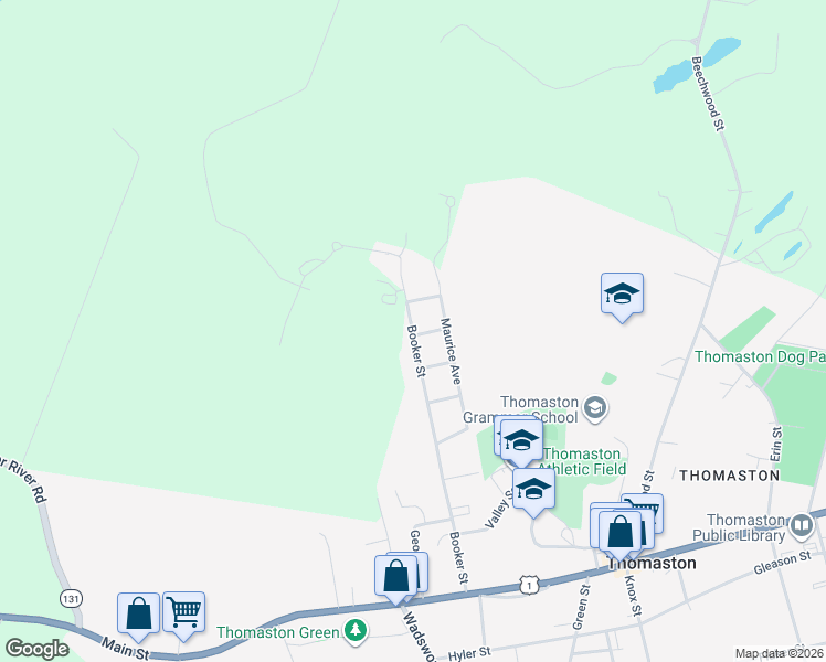 map of restaurants, bars, coffee shops, grocery stores, and more near 60 Booker Street in Thomaston