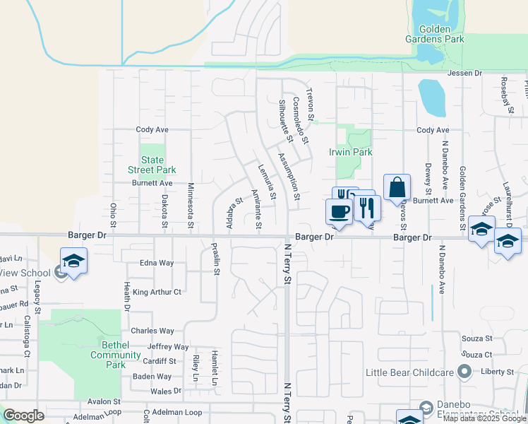 map of restaurants, bars, coffee shops, grocery stores, and more near 2004 Lemuria Street in Eugene