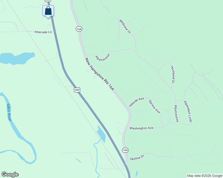 map of restaurants, bars, coffee shops, grocery stores, and more near 131 New Hampshire 16A in Intervale