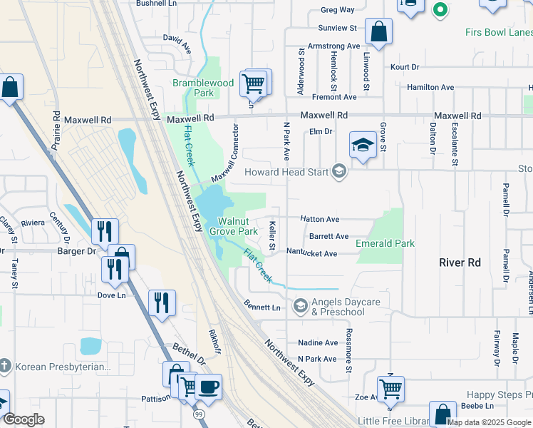 map of restaurants, bars, coffee shops, grocery stores, and more near 925 Hatton Avenue in Eugene