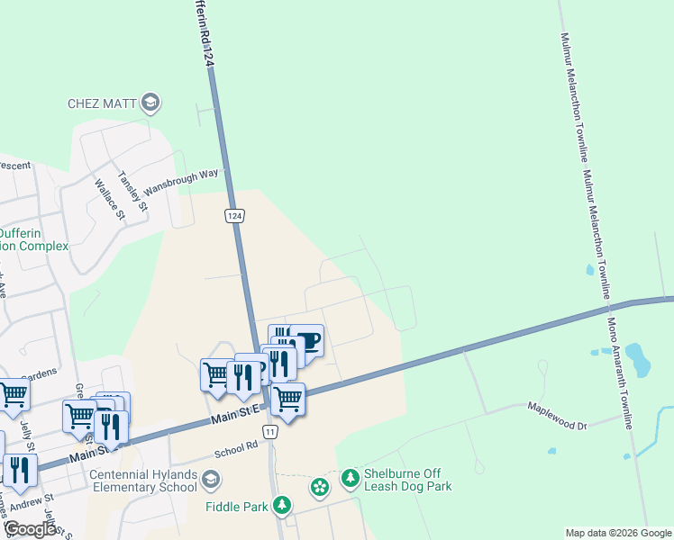 map of restaurants, bars, coffee shops, grocery stores, and more near 164 Limestone Lane in Shelburne